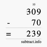 Calculate 309 minus 70 using long subtraction