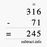 Calculate 316 minus 71 using long subtraction