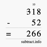Calculate 318 minus 52 using long subtraction