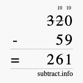 Calculate 320 minus 59 using long subtraction