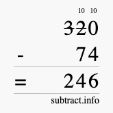 Calculate 320 minus 74 using long subtraction