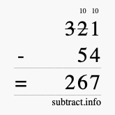 Calculate 321 minus 54 using long subtraction