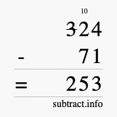 Calculate 324 minus 71 using long subtraction