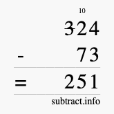 Calculate 324 minus 73 using long subtraction