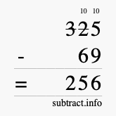 Calculate 325 minus 69 using long subtraction