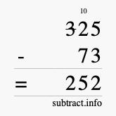Calculate 325 minus 73 using long subtraction