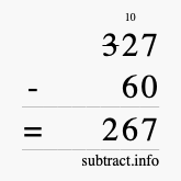 Calculate 327 minus 60 using long subtraction Calculate 327 minus 60 using long subtraction
