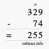 Calculate 329 minus 74 using long subtraction Calculate 329 minus 74 using long subtraction