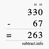 Calculate 330 minus 67 using long subtraction Calculate 330 minus 67 using long subtraction