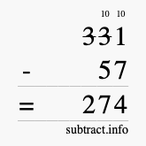 Calculate 331 minus 57 using long subtraction
