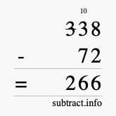 Calculate 338 minus 72 using long subtraction