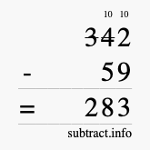 Calculate 342 minus 59 using long subtraction