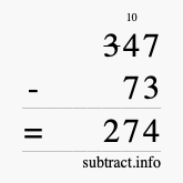 Calculate 347 minus 73 using long subtraction