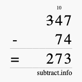 Calculate 347 minus 74 using long subtraction