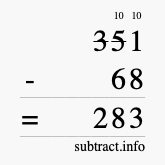 Calculate 351 minus 68 using long subtraction