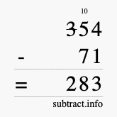Calculate 354 minus 71 using long subtraction
