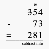 Calculate 354 minus 73 using long subtraction