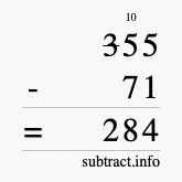 Calculate 355 minus 71 using long subtraction