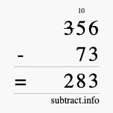 Calculate 356 minus 73 using long subtraction
