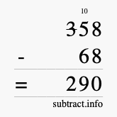 Calculate 358 minus 68 using long subtraction
