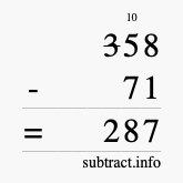 Calculate 358 minus 71 using long subtraction