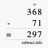 Calculate 368 minus 71 using long subtraction