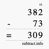 Calculate 382 minus 73 using long subtraction