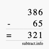 Calculate 386 minus 65 using long subtraction