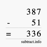 Calculate 387 minus 51 using long subtraction