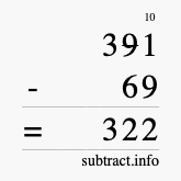 Calculate 391 minus 69 using long subtraction