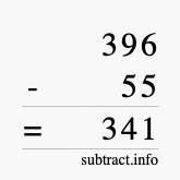 Calculate 396 minus 55 using long subtraction
