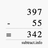 Calculate 397 minus 55 using long subtraction