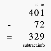 Calculate 401 minus 72 using long subtraction Calculate 401 minus 72 using long subtraction