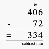 Calculate 406 minus 72 using long subtraction