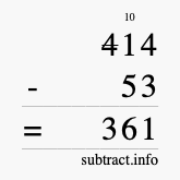 Calculate 414 minus 53 using long subtraction