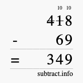 Calculate 418 minus 69 using long subtraction
