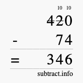 Calculate 420 minus 74 using long subtraction
