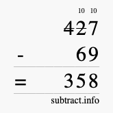 Calculate 427 minus 69 using long subtraction