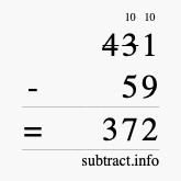 Calculate 431 minus 59 using long subtraction
