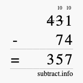 Calculate 431 minus 74 using long subtraction