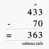 Calculate 433 minus 70 using long subtraction