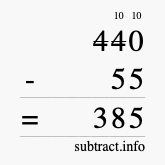 Calculate 440 minus 55 using long subtraction Calculate 440 minus 55 using long subtraction