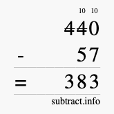 Calculate 440 minus 57 using long subtraction