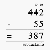 Calculate 442 minus 55 using long subtraction Calculate 442 minus 55 using long subtraction