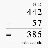 Calculate 442 minus 57 using long subtraction