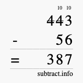 Calculate 443 minus 56 using long subtraction