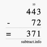 Calculate 443 minus 72 using long subtraction Calculate 443 minus 72 using long subtraction
