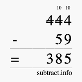 Calculate 444 minus 59 using long subtraction
