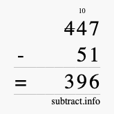Calculate 447 minus 51 using long subtraction Calculate 447 minus 51 using long subtraction