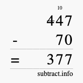Calculate 447 minus 70 using long subtraction